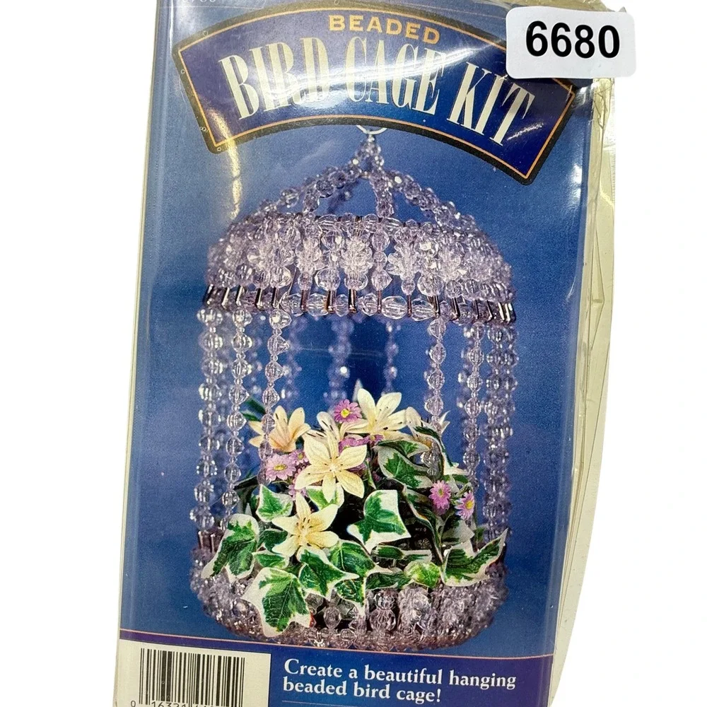 New CCA Beaded Bird Cage Kit #6706  Hanging Bird Cage Kit Beads Safety Pins